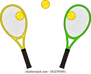 Tennis racket and balls isolated vector illustration.