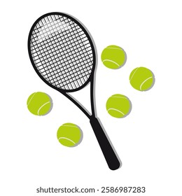 tennis racket and balls vector