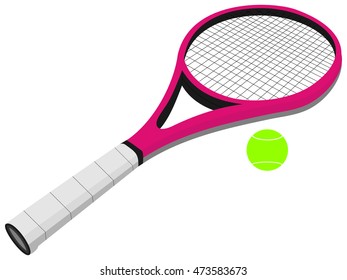 Tennis racket and balls vector illustration