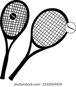 Tennisschläger Schläger und Ball Sport Silhouette Vektorsymbol Illustration.