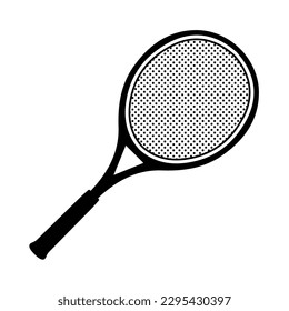 Tennis racket black icon. Tennis racket simple symbol. Vector illustration. Black icon of tennis racket isolated