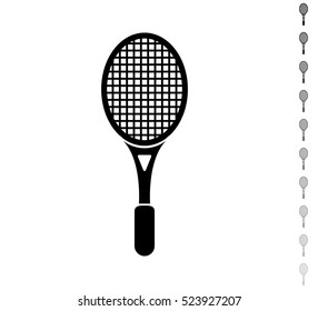 Tennis racket - black vector icon and ten icons in  shades of grey