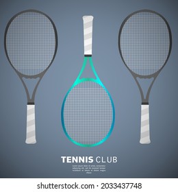 Tennis racket is blue and black, Simple flat design style , illustration Vector EPS 10, can use for tennis Championship Logo