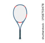 Tennis racket blue and red design isolated on white background. Vector illustration.