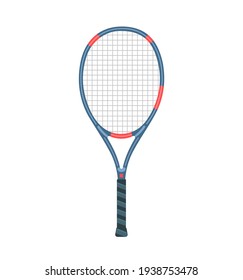 Tennis racket blue and red design isolated on white background. Vector illustration.