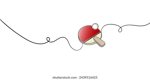 Tennis racket continuous line drawing isolated on white background. Line art drawing. Vector illustration