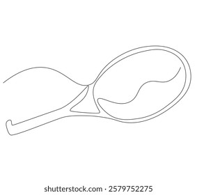 Tennis racket continuous line. Continuous one line drawing tennis racket. Sport concept. Single line drawing