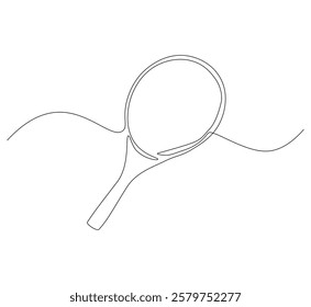 Tennis racket continuous line. Continuous one line drawing tennis racket. Sport concept. Single line drawing