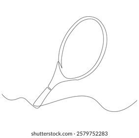 Tennis racket continuous line. Continuous one line drawing tennis racket. Sport concept. Single line drawing