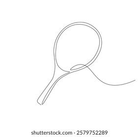 Tennis racket continuous line. Continuous one line drawing tennis racket. Sport concept. Single line drawing