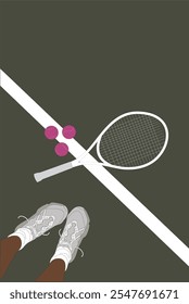 Raqueta de tenis Ilustración de cancha de tenis Estética de tenis