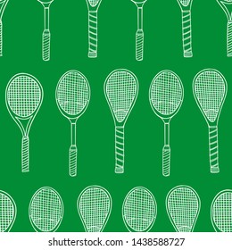 Tennis racket doodle seamless pattern. Vector illustration background. For print, textile, web, home decor, fashion, surface, graphic design