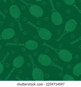 Tennis racket doodle seamless pattern. Cartoon illustration vector illustration background. For print, textile, web, home decor, fashion, surface, graphic design