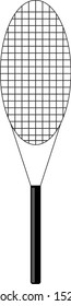 Tennis racket drawing, illustration, vector on white background.