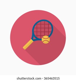 Tennis racket flat  icon with long shadow,eps10