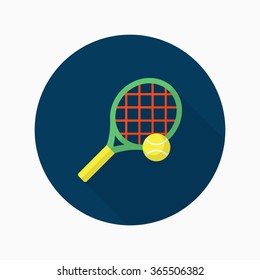 Tennis racket flat  icon with long shadow,eps10