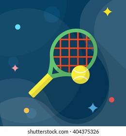 Tennis racket flat  icon with long shadow,eps10