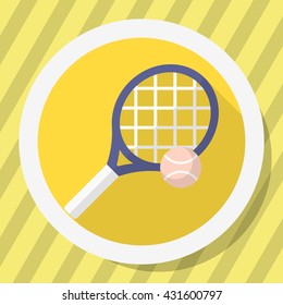 Tennis racket flat  icon with long shadow,eps10