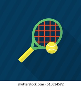 Tennis racket flat  icon with long shadow,eps10