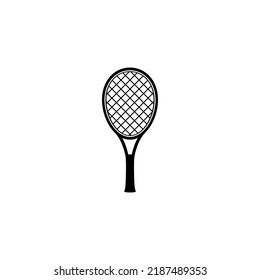 Tennis racket. Game, play symbol. Racquet silhouette. Sport club logo. flat vector icon isolated on white
