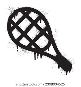 Tennis racket graffiti with black spray paint