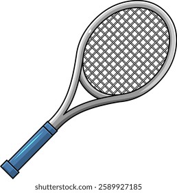 Tennis Racket Graphic Logo Design - Vector Hand Drawn Illustration Isolated On Transparent Background