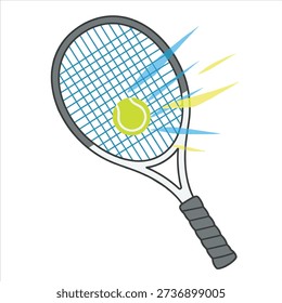 Tennis Racket Hitting Ball Illustration – Simple Sport Clipart Design