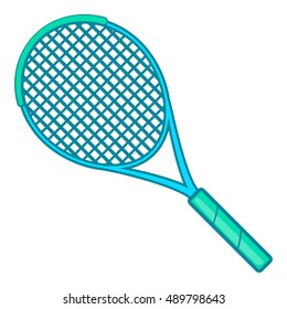 Tennis racket icon in cartoon style isolated on white background. Sport symbol vector illustration