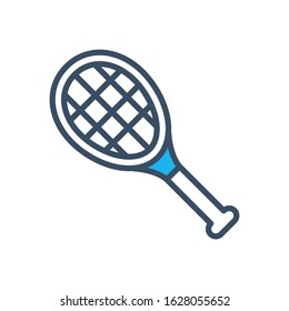 Tennis racket icon design template, vector icon designed in filled color style on white background, can be used for web and various needs of your project