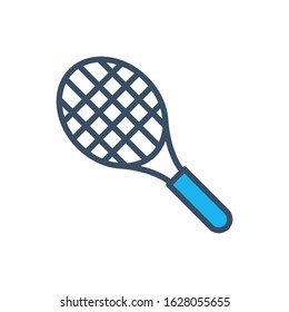 Tennis racket icon design template, vector icon designed in filled color style on white background, can be used for web and various needs of your project