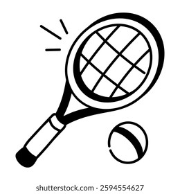 Tennis racket icon in doodle style 

