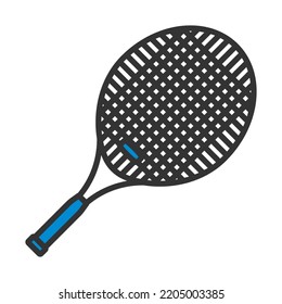 Tennis Racket Icon. Editable Bold Outline With Color Fill Design. Vector Illustration.