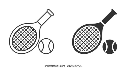 Tennis racket icon in flat style. Gaming racquet vector illustration on isolated background. Sport activity sign business concept.
