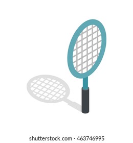 Tennis racket icon in isometric 3d style isolated on white background