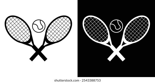 Icono de la raqueta de tenis sobre fondos de Vector blanco y negro