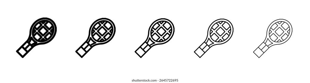 ícone de raquete de tênis logotipo de contorno de vetor simples
