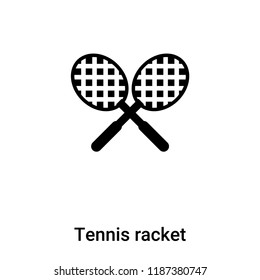 Tennis racket icon vector isolated on white background, logo concept of Tennis racket sign on transparent background, filled black symbol