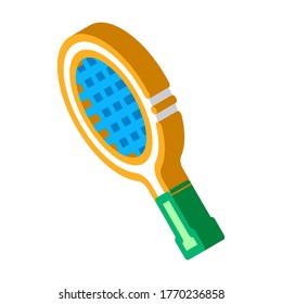 Vector de iconos de raqueta de tenis. Signo de raqueta de tenis isométrica. ilustración de símbolo aislado de color