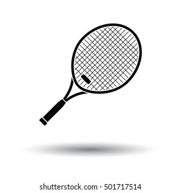 Tennis racket icon. White background with shadow design. Vector illustration.