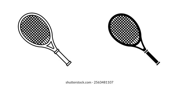 Tennis racket icons in outline and fill. vector illustration for ui.