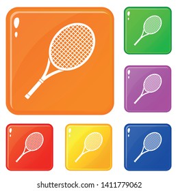 Tennis racket icons set collection vector 6 color isolated on white background