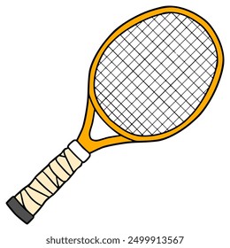 tennis racket illustration hand drawn isolated vector