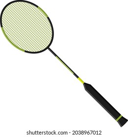 Tennis racket, illustration, vector on white background.
