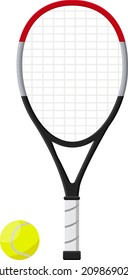 Tennis racket, illustration, vector on a white background.