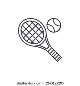 Tennis racket line icon concept. Tennis racket vector linear illustration, symbol, sign