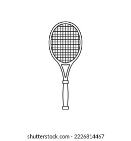 Tennis racket line icon isolated on white background