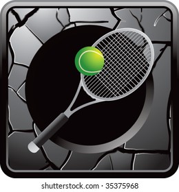 tennis racket on cracked icon