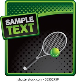 tennis racket on green and black halftone template