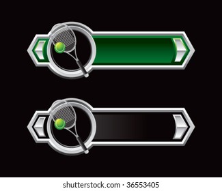 tennis racket on green and black arrows