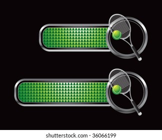 tennis racket on green checkered tabs